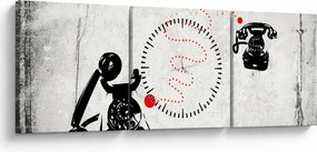 Tablou - Desen de telefon în stilul lui Banksy (cu ceas) (90x30 cm)