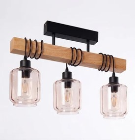 Brilagi - Lustru aplicat WOOD GLASS 3xE27/60W/230V pin/negru/bej fumuriu