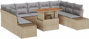 vidaXL Set de canapele pentru grădină 10 pcs Bej Rattan poli