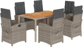 vidaXL Set mobilier de grădină cu perne, 7 piese, gri, poliratan