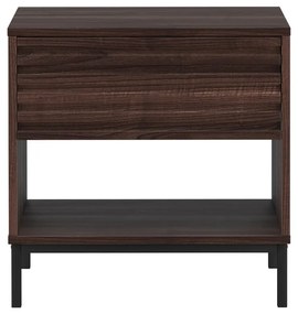 Noptieră maro închis cu blat cu aspect de lemn de nuc Celine – Støraa