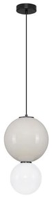 Pendul LED decorativ portelan gri, sticla alb, NOESIS