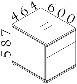Container Creator 46,4 x 60 cm, mobil, alb/wenge