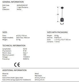 Pendul design moderm Nimes negru