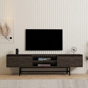 Comoda tv Angelyn pentru living culoare nuc si antracit 180 cm