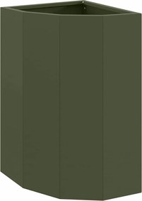 vidaXL Ghiveci de colț Olivengrønn 30 x 30 x 50 cm Oțel