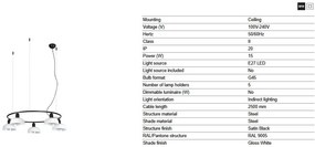 Lustra suspendata metal TATAWIN S 5L negru, alb