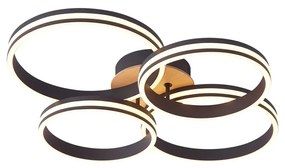 Plafonieră din lemn cu LED, cu 3 trepte de intensitate, cu 4 lumini - Navara