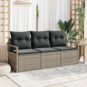 vidaXL Set de canapele pentru grădină 3 pcs Gri Rattan poli