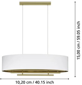 Lustră pe cablu Eglo 390182 PINETARA 4xE27/40W/230V alb/auriu