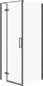 Cabina de dus patrata Cersanit Jota cu usa batanta stanga 80x80 negru