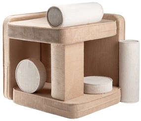 Canapea pentru copii maro deschis cu tapițerie din catifea reiată 132 cm Settee – Wigiwama