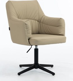 HR840CROSS Scaun Crem Piele Ecologica Premium Soft cu Bază Neagră