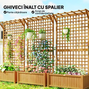 Outsunny Jardinieră înălțată cu Spalier și Acoperiș, Ghiveci, Strat de Flori, rezistent la intemperii, Lemn, 90 x 45 x 183 cm, Maro | Aosom Romania