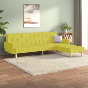 3080714 vidaXL Canapea extensibilă 2 locuri, cu taburet, verde, textil