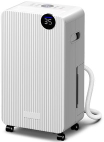 HOMCOM Dezumidificator de aer 12 L/zi, dezumidificator silențios, rezervor apă 2,1 L, ecran LED, 28x18,5x50,5cm, alb | Aosom Romania