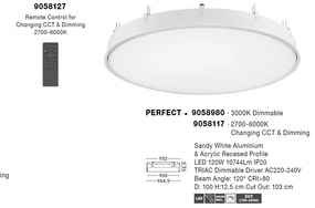 Plafoniera LED incastrabila reglabila PERFECT 100cm alba 3000K Dimmable