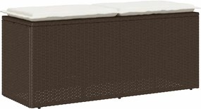 vidaXL Bancă de grădină cu pernă maro 110x40x44 cm polirattan