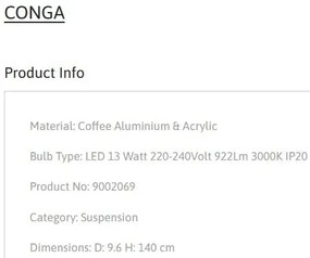 Pendul LED stil minimalist CONGA Coffee
