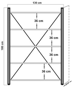 Etajeră Verona, înălțime 180 cm