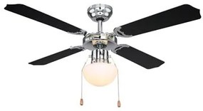 Candelabru Champion 0309CSW, cu ventilator, 1xE27, crom+negru, IP20, Globo