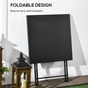 Outsunny Măsuță de Cafea Pliabilă Pătrată cu Picioare Antiderapante, Măsuță de Cafea Exterioară din Oțel, 60x60x71 cm, Negru
