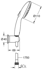 GROHE 26769001 - Set de duș VITALIO START 110, 1750 mm, crom lucios