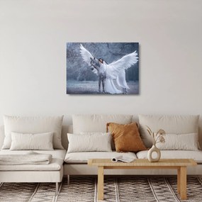 Tablou pe sticlă - Fata și unicorn (70x50 cm)