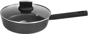Cratita Zilan ZLN0874 Negru cu invelis din marmura, 5 straturi, 24 cm si maner fin la atingere, 2.4L