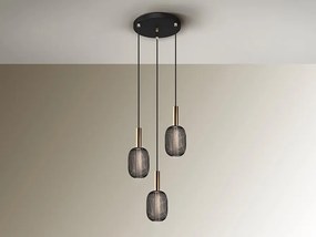 Lustra cu 3 pendule LED design modern Micron negru/auriu