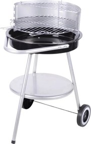 Grătar BBQ rotund pe cărbuni Ø47 cm, cu raft și roți, reglabil, pentru grădină și outdoor