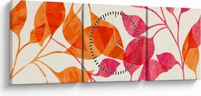 Tablou - Frunze portocalii (cu ceas) (90x30 cm)