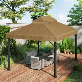 Outsunny Prelată de schimb pentru pavilion 4 x 3 m, acoperiș dublu cu orificii de scurgere, poliester 370 g/m², beige | Aosom Romania