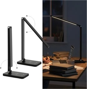 Brilagi - Lampă de birou LED tactilă cu dimmer, încărcare wireless QI, LED/7W/5V 3000/4000/6000K, negru
