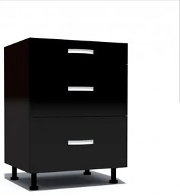 Corp inferior 60 cu 3 sertare metalice pentru greutate Zebra negru