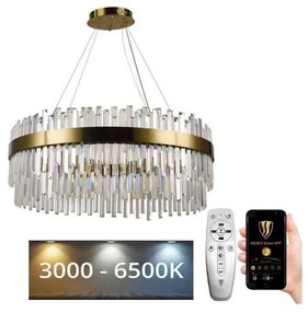 Lustră LED dimabilă pe cablu LED/110W/230V 3000-6500K auriu + telecomandă