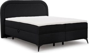 Pat boxspring negru cu spațiu de depozitare 200x200 cm Ornes – Ropez