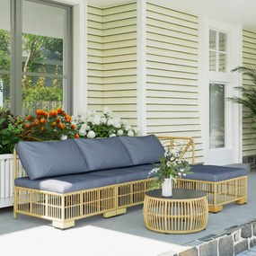 Outsunny Set de mobilier din rachita de 5 bucati, Gri