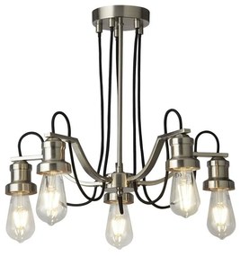 Lustra vintage stil industrial Olivia 5L argintiu satinat