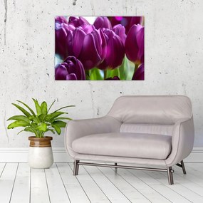 Tablou pe sticlă cu lalele (70x50 cm)