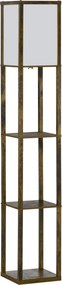 HOMCOM Lampă de Podea cu 3 Rafturi Integrate, Design Modern din MDF, 26x26x160 cm, Lemn Natural | Aosom Romania