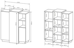Dulap Three 3D (Stejar craft auriu + Alb). 1071392