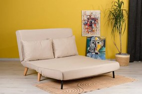 Canapea Extensibila 2 Locuri, Cadru Metalic, Folde, Crem