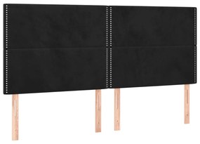 Cadru de pat cu tablie, negru, 160x200 cm, catifea Negru, 160 x 200 cm, Culoare unica si cuie de tapiterie