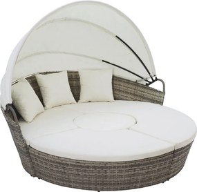 Pat/set de grădină din ratan, 2în1, gri/crem, LEKO