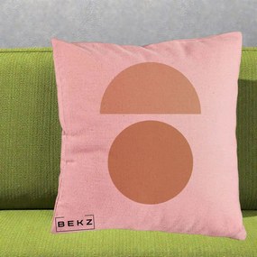 Perna Decorativa Geometric Minimalist Auriu, 40x40 cm, Roz, Husa Detasabila, Perna Inclusa, BEKZ®