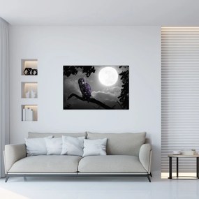 Tablou - Bufniță de noapte, bufniță mov (90x60 cm)