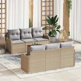 Set Sofa pentru Grădină vidaXL cu Perne Bej din Ratan Polimeric Acacia