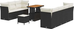 vidaXL Set de canapele pentru grădină 10 pcs Negru poliratan