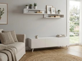 OFERTA Comoda TV MIYA 150 cm cu polita de perete, alb II. calitate
